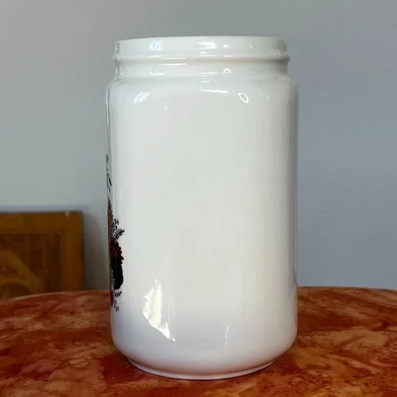 Ivory Gold Sugar Skeleton Vase Canister With Multi-Color Floral - Picture 5 of 11